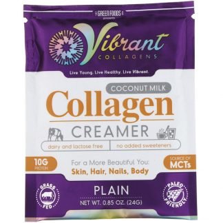 Green Foods Corporation, バイブラントコラーゲン、ココナッツミルク・コラーゲンクリーマー、プレーン、0.85オンス (24 g)