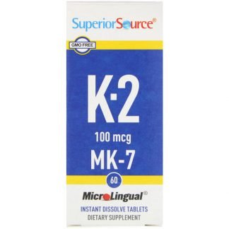 Superior Source, ビタミンK-2、100mcg、マイクロリンガル即溶性タブレット60粒