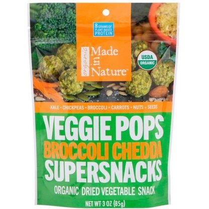 Made in Nature, オーガニックベジポップス、ブロッコリーチェダー・スーパースナック、3オンス (85g)