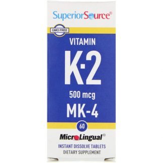 Superior Source, ビタミンK-2、500mcg、MicroLingual（マイクロリンガル）即溶性タブレット60粒