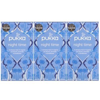 Pukka Herbs, ナイトタイムティー、カフェインフリー、3パック、ハーブティーサシェ各20袋 (Discontinued Item)