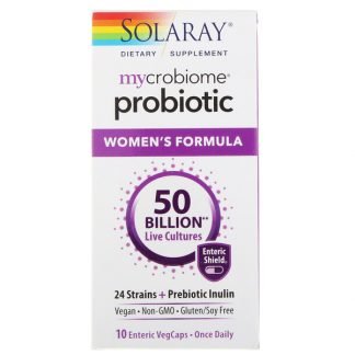 Solaray, マイクロバイオウム・プロバイオティック・ウーマンズフォーミュラ、500億、腸溶性ベジキャップ10錠