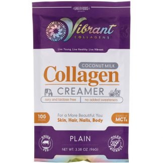 Green Foods Corporation, バイブラントコラーゲン、ココナッツミルク・コラーゲンクリーマー、プレーン、3.38オンス (96 g)