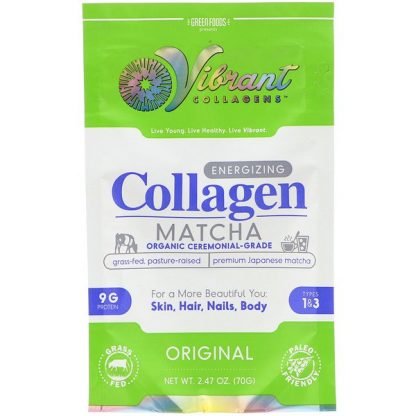 Green Foods Corporation, バイブラント・コラーゲン、活性化コラーゲン抹茶、オリジナル、2.47 oz (70 g)