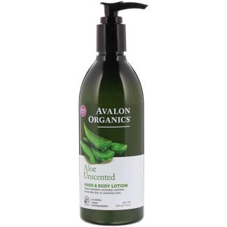 Avalon Organics, ハンド & ボディローション、アロエ 無香料、12 oz (340 g) (Discontinued Item)
