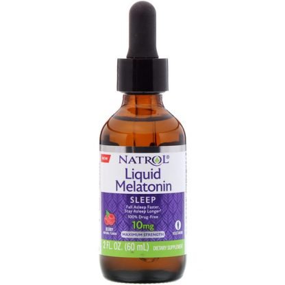 Natrol, Liquid Melatonin, Sleep, Berry Natural Flavor, 10 mg, 2 fl oz (60 ml) (Discontinued Item)
