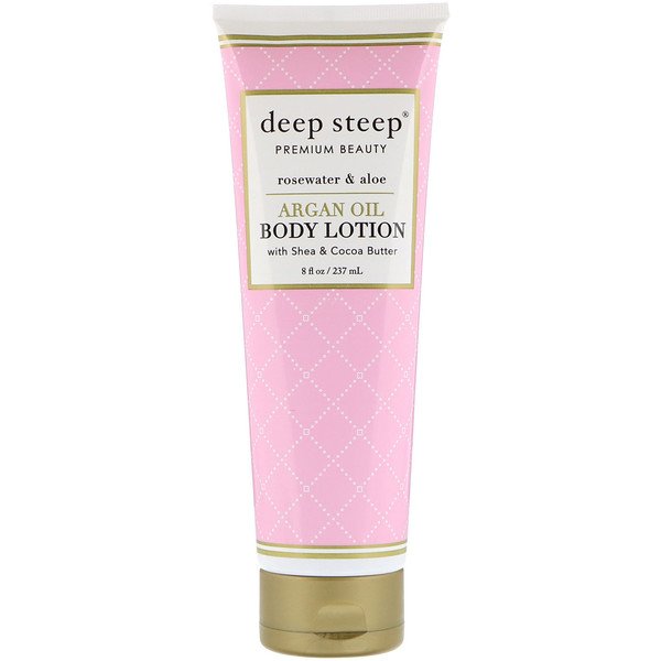 Deep Steep, Argan Oil Body Lotion, Rosewater & Aloe, 8 fl oz (237 ml) (Discontinued Item)