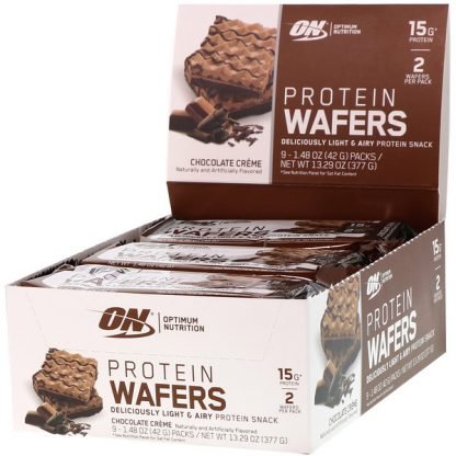 Optimum Nutrition, プロテインウエハース、チョコレートクリーム、9パック、各42g（1.48oz）
