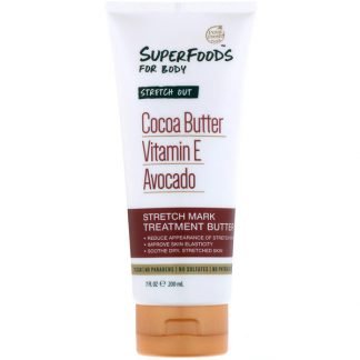 Petal Fresh, Pure, SuperFoods For Body, Stretch Out Stretch Mark Treatment Butter, Cocoa Butter, Vitamin E & Avocado, 7 fl oz (200 ml)