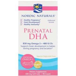 Nordic Naturals, プレナタルDHA、無香料フォーミュラ、500 mg、ソフトジェル90個