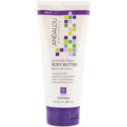 Andalou Naturals, ボディバター、引き締め、ラベンダーシア、236ml（8液量オンス）