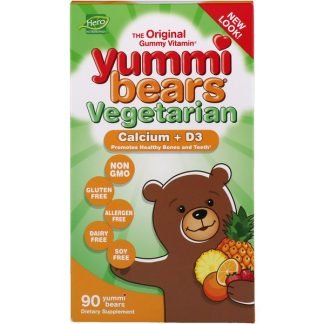 Hero Nutritional Products, ヤミーベアーズベジタリアン、カルシウム + D3、クマグミ90個