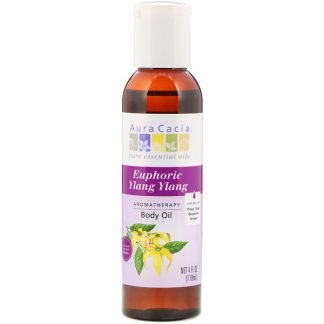 Aura Cacia, アロマテラピー・ボディオイル、 ユーフォリックイランイラン、 4液量オンス (118 ml)