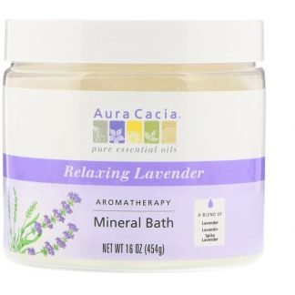 Aura Cacia, アロマセラピー ミネラルバス、 リラックスラベンダー、 16 oz (454 g)