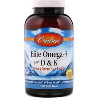 Carlson Labs, Elite with Omega3 plus D3 K2, 700 mg, 180 Soft Gels