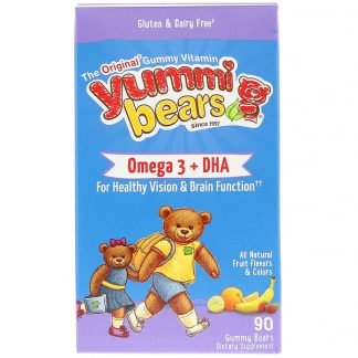 Hero Nutritional Products, ヤミーベアーズ（Yummi Bears）, オメガ3＋DHA, 天然フルーツ風味, 90グミベアー