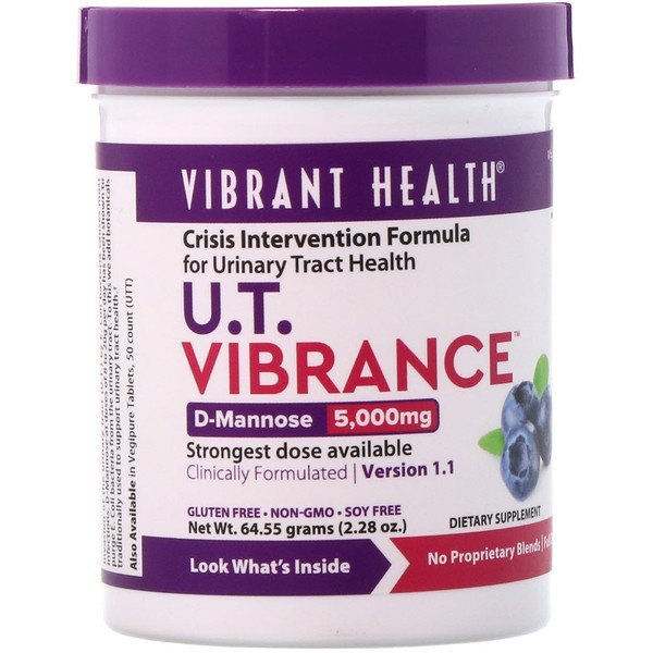 Vibrant Health, U.T. バイブランス、D-マンノース、5,000 mg、バージョン 1.1、64.55 g(2.28オンス)