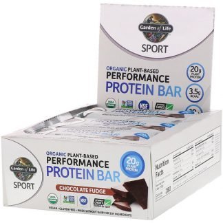 Garden of Life, 運動サプリ、オーガニック植物性高機能プロテインバー、チョコレートファッジ、12本（75g）