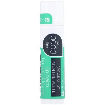 All Good Products, オールグッドリップス、リップバーム、SPF 15、スペアミント、4.25 g
