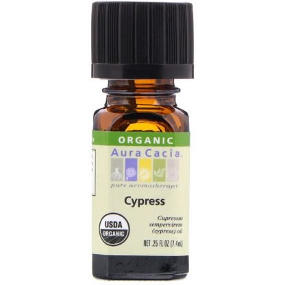 Aura Cacia, オーガニック、 サイプレス、 0.25 fl oz (7.4 ml)