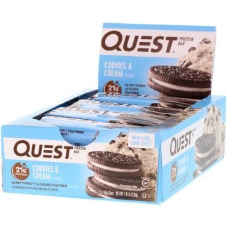 Quest Nutrition, プロテインバー、クッキー & クリーム、12本、各2.12オンス (60 g)
