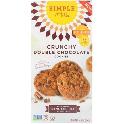 Simple Mills, 天然グルテンフリー、クランチークッキー、ダブルチョコレート、5.5オンス (156 g)
