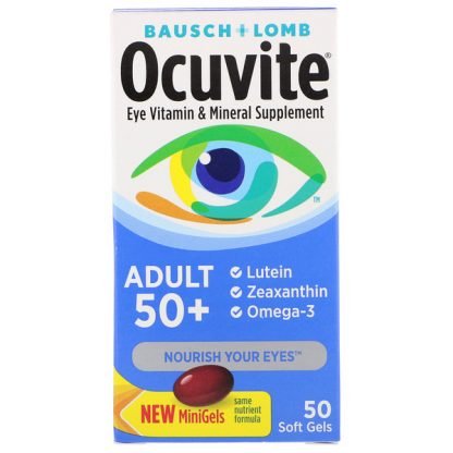 Bausch & Lomb, Ocuvite、大人用50 +、目に良いビタミン & ミネラルサプリメント、ソフトゲル50粒