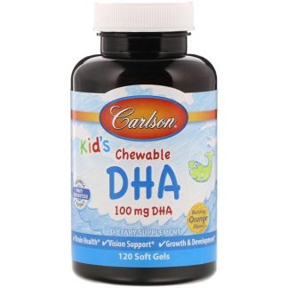 Carlson Labs, Kids Chewable DHA、爽やかなオレンジ味、ソフトジェル120粒