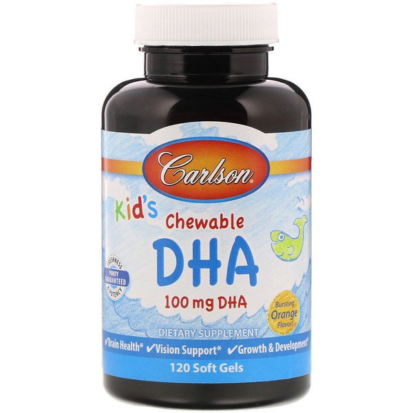 Carlson Labs, Kids Chewable DHA、爽やかなオレンジ味、ソフトジェル120粒