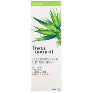 InstaNatural, エイジディファイング & スキンクリアリングセラム、アンチエイジング、1液量オンス (30 ml)