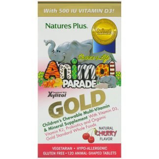 Nature's Plus, Source of Lifeアニマルパレードゴールド、子供向けチュアブルマルチビタミン＆ミネラルサプリメント、ナチュラルチェリー風味、動物の形のタブレット120錠