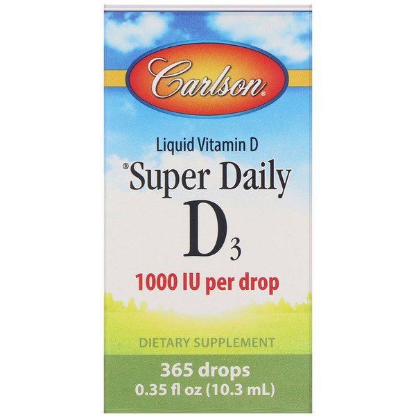 Carlson Labs, スーパーデイリーD3、 1000 IU、 0.35液量オンス (10.3 ml)