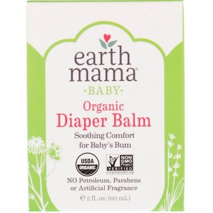Earth Mama, ベビー用、オーガニックおむつバーム、2 fl oz (60 ml)