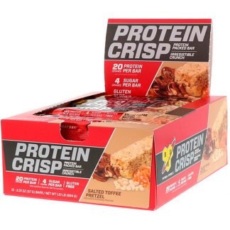 BSN, プロテインクリスプ、タンパク質たっぷり、塩味タフィープレッツェル、12本、57g（2.01oz）
