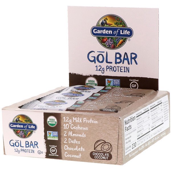 Garden of Life, GOL Bars, Chocolate Coconut, 12 Bars, 2.11 oz (60 g) Each