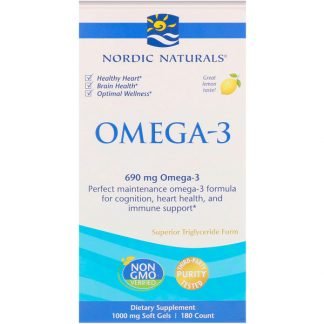 Nordic Naturals, オメガ3, レモン, 690 mg, 180ソフトゼリー