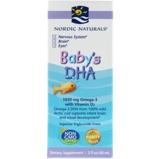 Nordic Naturals, ノーディックナチュラルズ, ビタミンD3入り赤ちゃん用DHA、2液量オンス(60 ml)