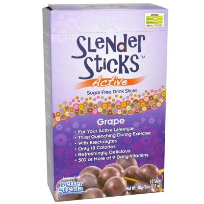 Now Foods, リアルフード, スレンダースティックス™, アクティブ, グレープ, 12 本, 各 (4 g)