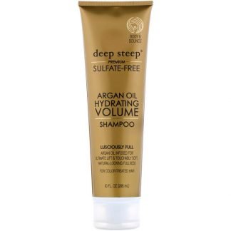 Deep Steep, アルガンオイル、ハイドレーティング・ボリューム・シャンプー、ルーシャスリー・フル、10 液体オンス。 （295ml）