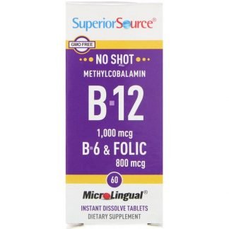 Superior Source, メチルコバラミンB-12、1000mcg、B-6および葉酸800mcg、マイクロリンガル即溶性タブレット60粒