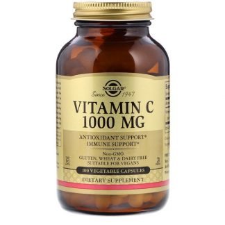 Solgar, ビタミンC、1000 mg、100個の野菜カプセル