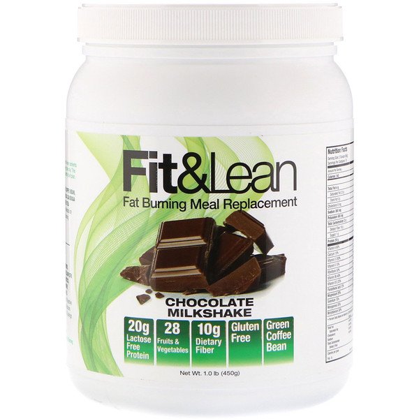 Fit & Lean, 脂肪燃焼食事代替品、チョコレートミルクセーキ、1.0 lb (450 g)