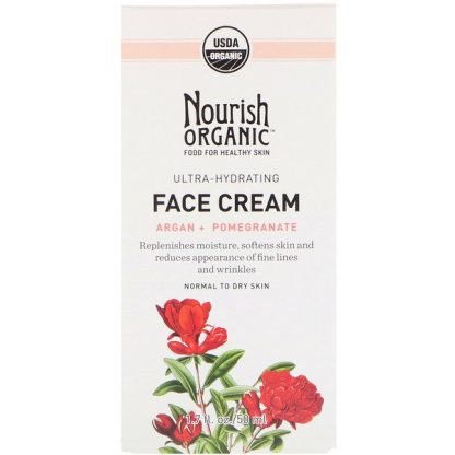 Nourish Organic, フェイス クリーム、アルガン + ザクロ、1.7 fl oz (50 ml)