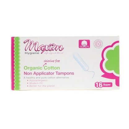 Maxim Hygiene Products, オーガニックコットン、ノンアプリケータータンポン、スーパー、タンポン16個