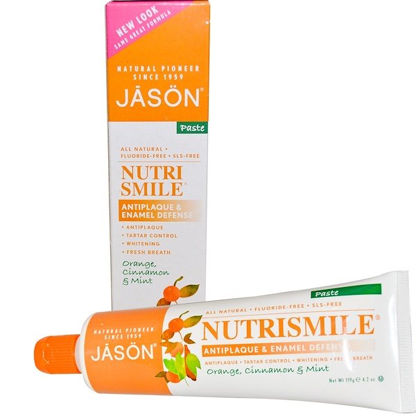 Jason Natural, NutriSmile、歯垢防止&エナメル質防衛、ペースト、オレンジ、シナモン、ミントの香り、4.2オンス(119 g)