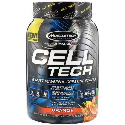Muscletech, セルテック、 最強クレアチンフォーミュラ、 オレンジ、 3.00 lbs (1.36 kg)