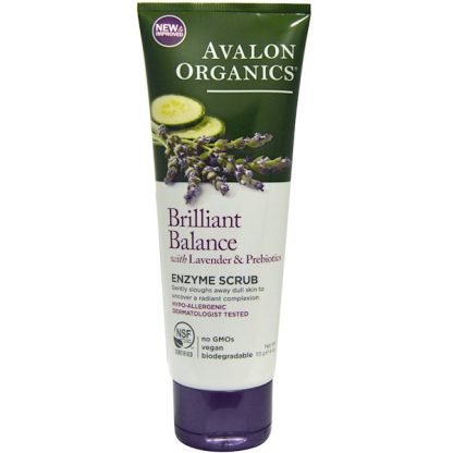 Avalon Organics, ラベンダー＆プレバイオティクスによるブリリアントバランス（Brilliant Balance）, 酵素スクラブ, 4オンス（113 g）