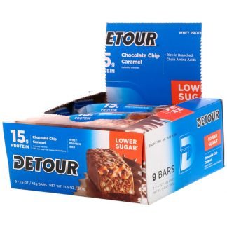 Detour, 乳清タンパク質バー, チョコレートチップキャラメル, 9バー, 各1.5オンス (43 g)