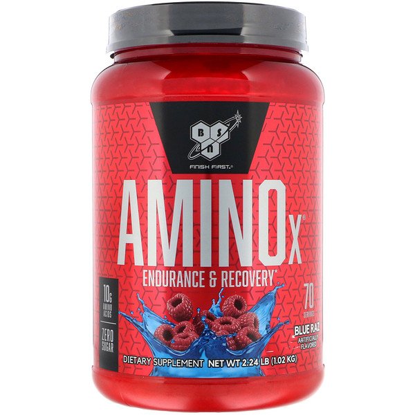 BSN, AminoX、持久力と回復力、ブルーラズベリー風味、1.01kg(2.24lb)