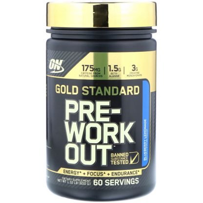 Optimum Nutrition, Gold Standard, Pre-Workout, Blueberry Lemonade, 1.32 lb (600 g) (Discontinued Item)